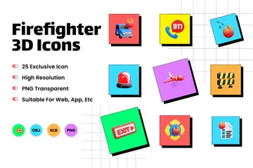 Firefighter 3D Icon Pack