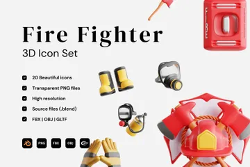 Firefighter 3D Icon Pack