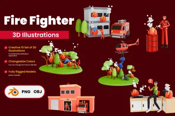 Firefighter 3D Illustration Pack