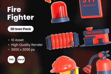 Firefighter Tools 3D Icon Pack