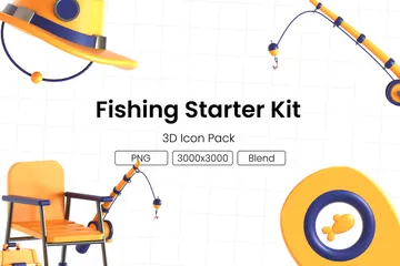 Fishing Starter Kit 3D Icon Pack