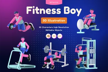 Fitness Boy 3D Illustration Pack