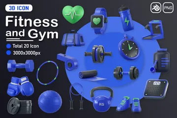 Fitness e academia Pacote de Icon 3D