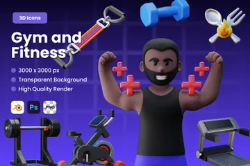 Fitness Equipment 3D Icon Pack