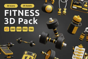 Fitness et salle de sport Pack 3D Icon