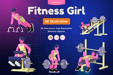 Fille de remise en forme Pack 3D Illustration