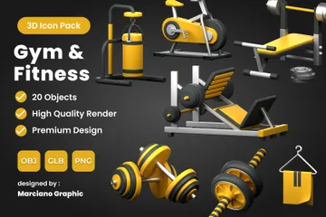 Fitnessstudio 3D Icon Pack