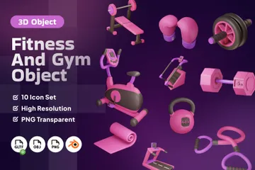 Fitness- und Fitnessgeräte 3D Icon Pack