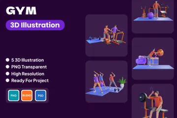 Fitnessstudio 3D Illustration Pack