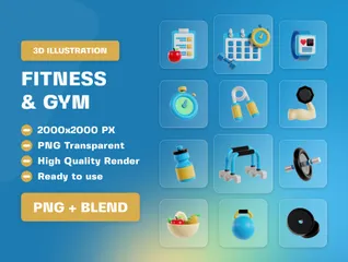 Fitnessstudio 3D Icon Pack