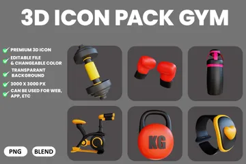 Fitnessstudio 3D Icon Pack