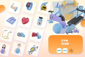 Fitnessstudio 3D Icon Pack