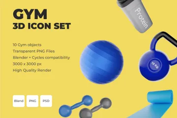 Fitnessstudio 3D Icon Pack