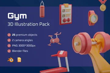 Fitnessstudio 3D Illustration Pack