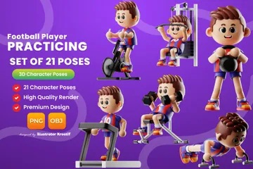 Charakter der Fitness-Aktivität 3D Illustration Pack