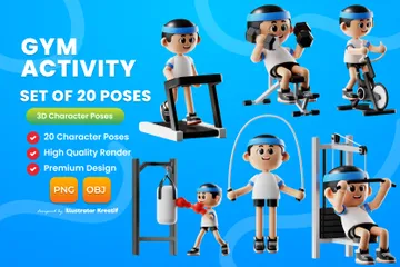 Charakter der Fitness-Aktivität 3D Illustration Pack