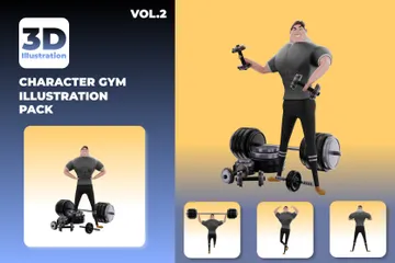Fitnessstudio-Charakter 3D Illustration Pack