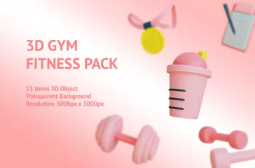 Fitness im Fitnessstudio 3D Illustration Pack