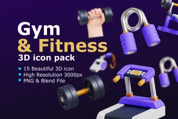 Fitnessstudio und Fitness 3D Icon Pack