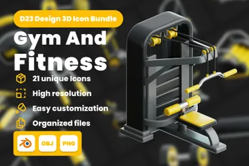 Fitnessstudio und Fitness 3D Icon Pack