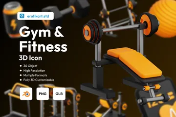 Fitnessstudio und Fitness 3D Icon Pack