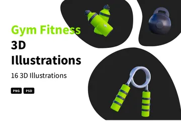Fitness im Fitnessstudio 3D Illustration Pack
