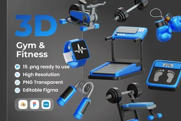 Fitnessstudio und Fitness 3D Icon Pack