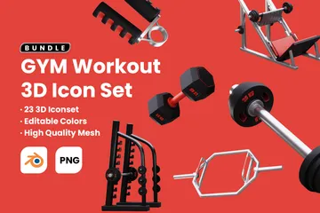 Training im Fitnessstudio 3D Icon Pack