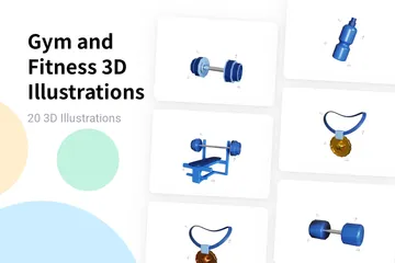 Fitnessstudio und Fitness 3D Illustration Pack