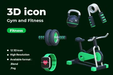 Fitnessstudio und Fitness 3D Icon Pack