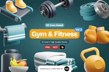 Fitnessstudio und Fitness 3D Icon Pack