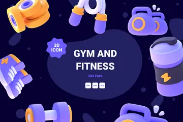 Fitnessstudio und Fitness 3D Icon Pack