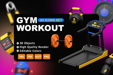 Fitnessstudio und Training 3D Icon Pack