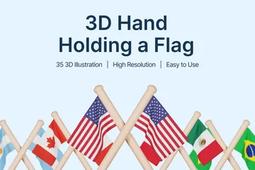 Flaggen der amerikanischen Länder 3D Icon Pack