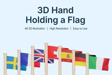 Flaggen der europäischen Länder 3D Icon Pack