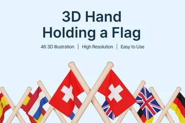 Flaggen der europäischen Länder 3D Icon Pack