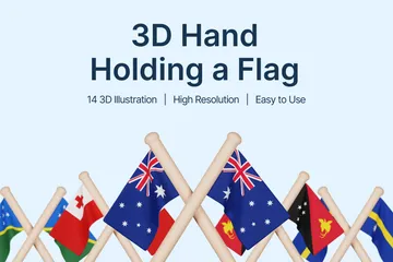 Flaggen von Ozeanien 3D Icon Pack