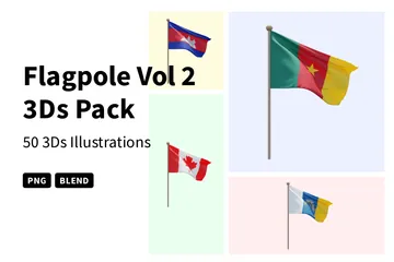 フラッグポール Vol.2 3D Iconパック