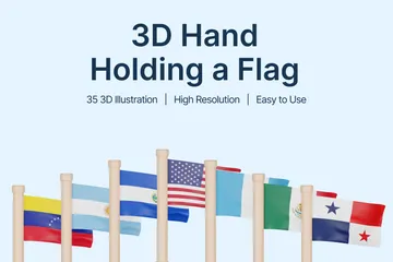 Flags Of America Countries 3D Icon Pack