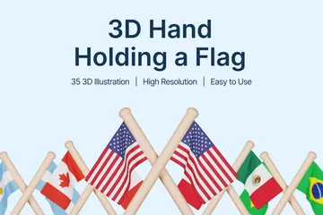 Flags Of America Countries 3D Icon Pack