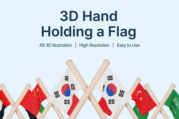 アジア諸国の国旗 3D Iconパック
