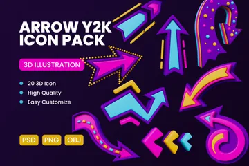 Flecha Y2K Paquete de Icon 3D