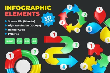 Flechas y elementos infográficos. Paquete de Icon 3D