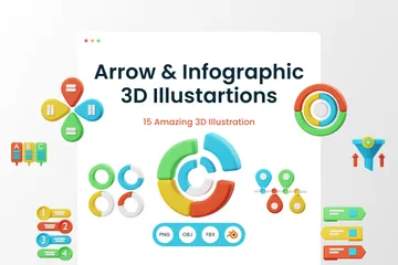 Flèche et infographie Pack 3D Illustration