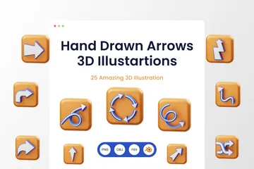 Flèches dessinées à la main Pack 3D Illustration
