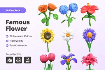 Flor famosa Paquete de Icon 3D