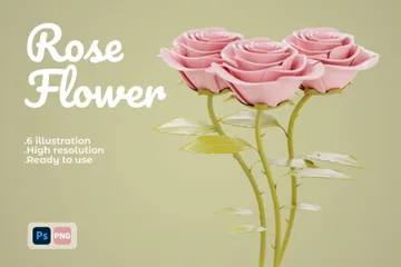 Flor rosa Paquete de Illustration 3D