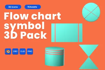 Flow Chart Symbol 3D Icon Pack