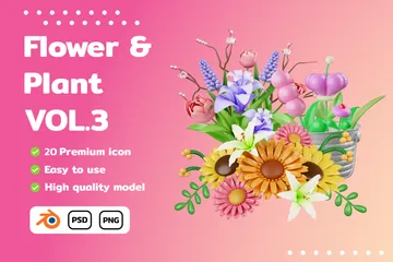 Flower Pack Vol.3 3D Icon Pack