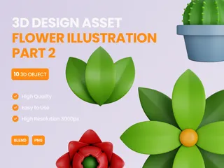 Flower Illustration PART 2 3D Icon Pack